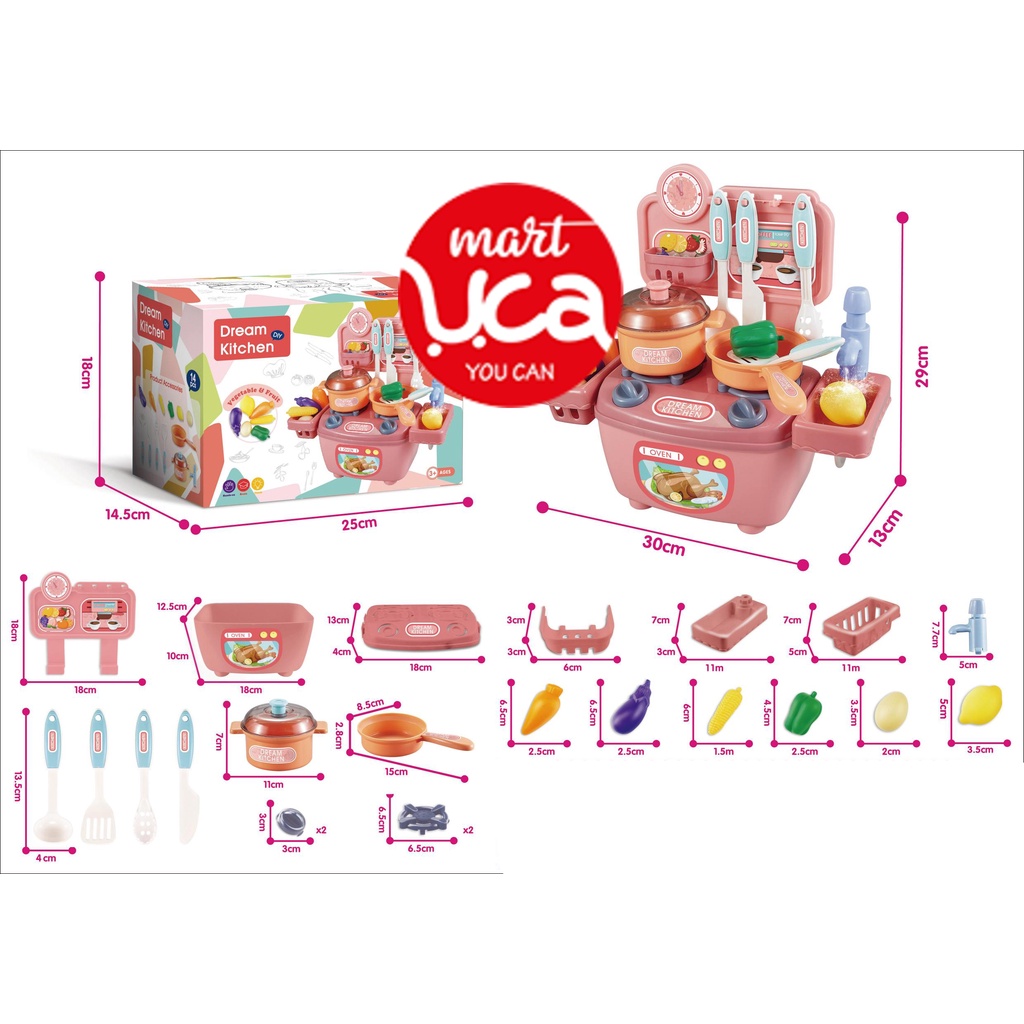 Bộ đồ chơi nấu ăn nhà bếp cho bé gái nhiều chi tiết, nhựa nguyên sinh an toàn Nội địa Trung UcaMart