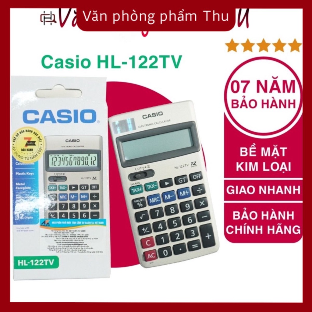 Máy tính CASIO BỎ TÚI HL-122TV – Bảo Hành 5 Năm – Máy tính Mini Nhập khẩu Philippines