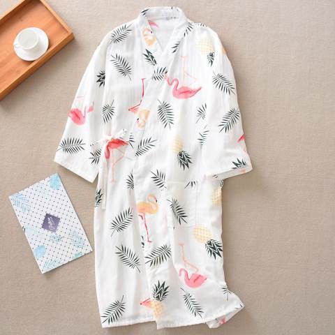 Áo choàng ngủ kiểu Kimono tay dài chất liệu Cotton thời trang mùa hè phong cách Nhật Bản cho nữ | BigBuy360 - bigbuy360.vn