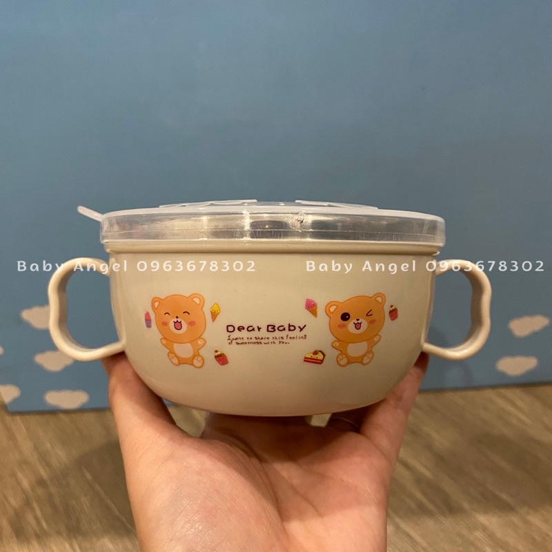 [𝑮𝑰𝑨́ 𝑯𝑼𝒀̉ 𝑫𝑰𝑬̣̂𝑻] Bát ăn dặm Inox cách nhiệt, an toàn cho bé, kèm thìa thuận tiện