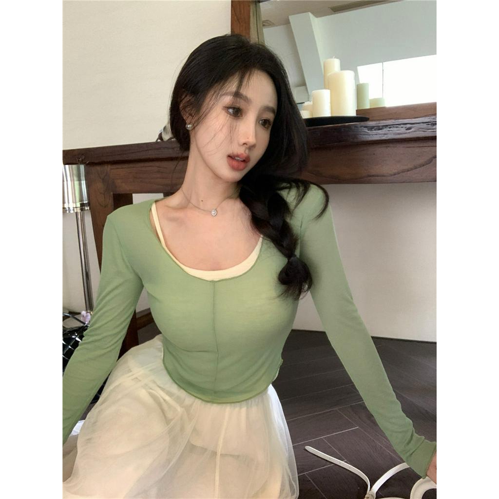 Set Áo Dây Dệt Kim Chống Nắng Có Miếng Lót Ngực Thời Trang Hong Kong Mùa Hè Cho Nữ