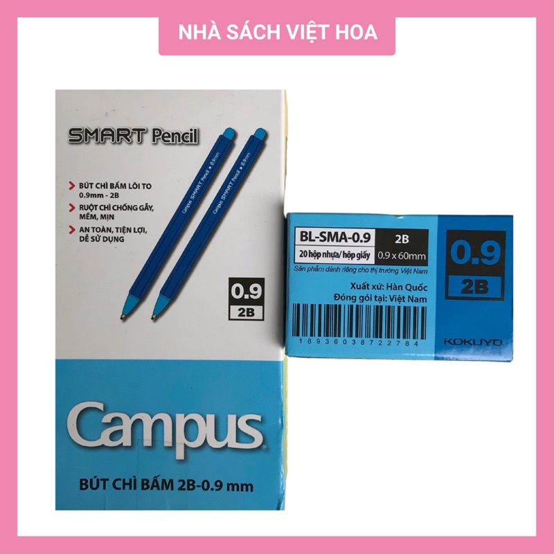Bút Chì Bấm_Chì Ngòi Campus 2B Ruột To 0.9mm_Chì Tô Trắc Nghiệm