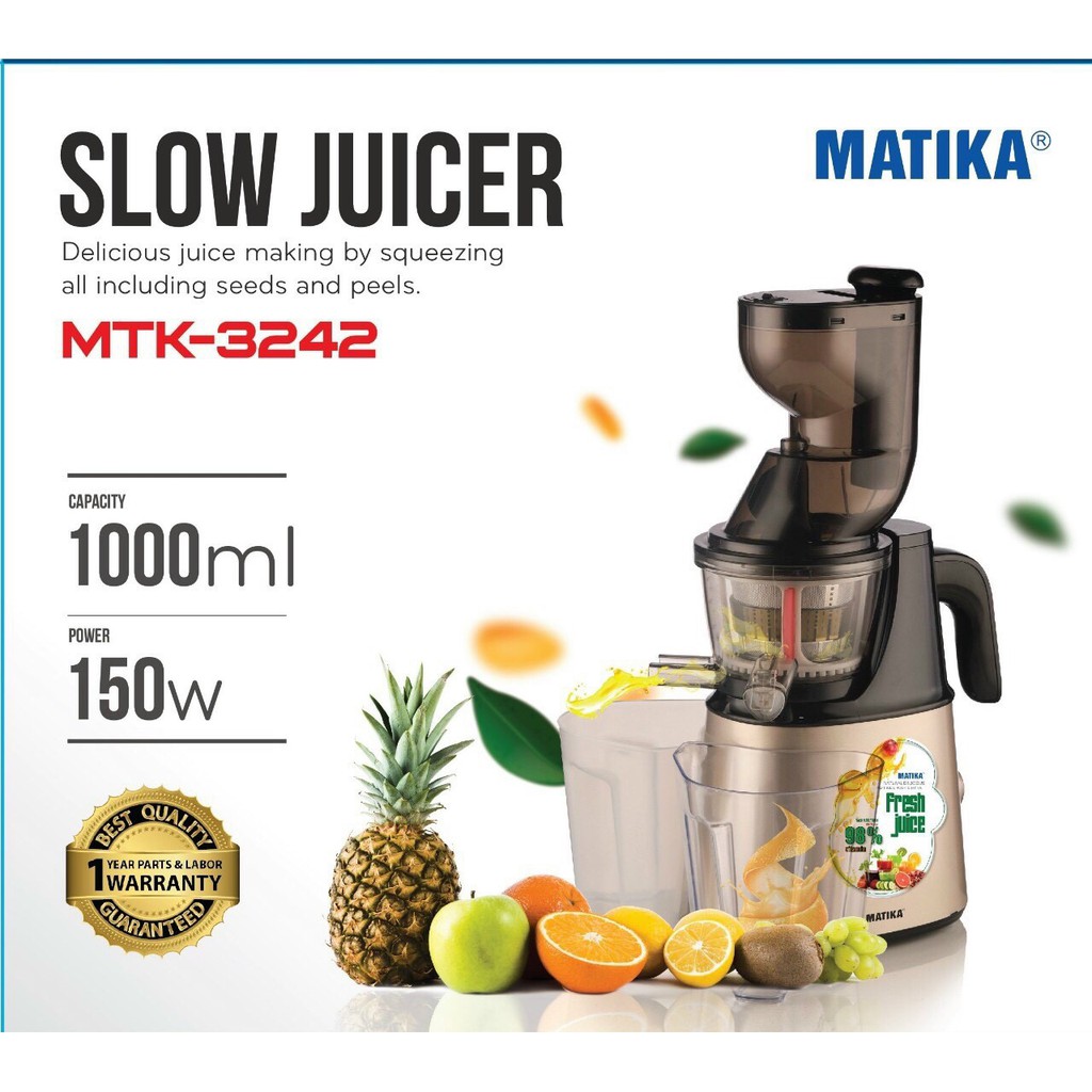 Máy ép chậm Matika MTK-3242 công nghệ ép hiện đại - Máy ép hoa quả nguyên quả