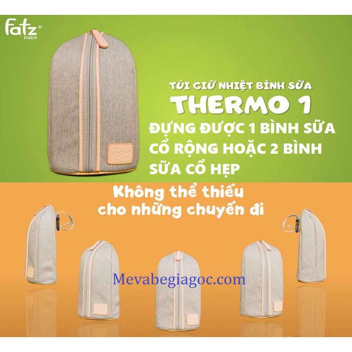 Túi giữ nhiệt bình sữa đơn chứa 1 bình cổ rộng hoặc 2 bình cổ hẹp an toàn cho Bé Fatz FatzBaby THERMO 1 - FB2015SL