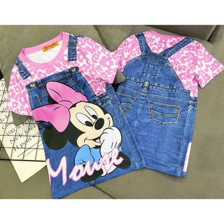 Đầm thun lạnh in yếm jean