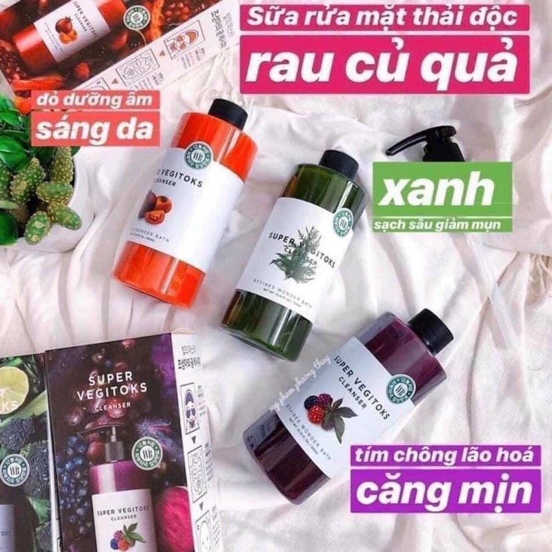 Sửa Rửa Mặt Rau Củ Thải Độc Sạch Da Super Vegitoks và Vegiwhip Mask