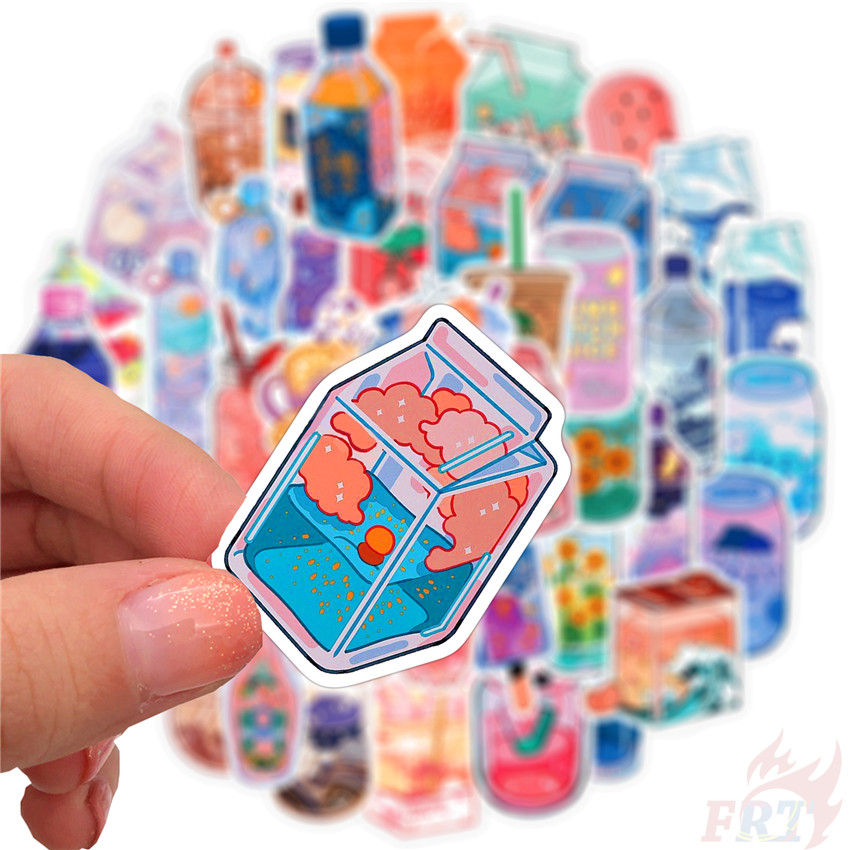 Set 50 miếng dán laptop/ vali/ tấm ván trượt hình đồ uống vui nhộn