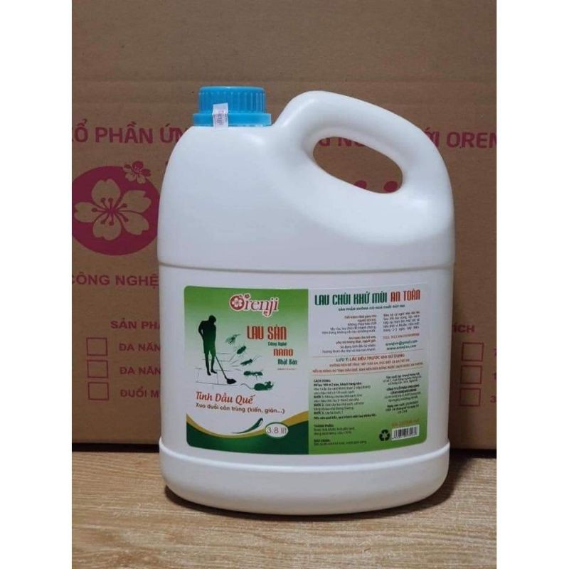 Nước lau sàn tinh dầu quế/ sả chanh đuổi côn trùng Orenji - công nghệ nano, an toàn, không hóa chất, sạch nhanh.