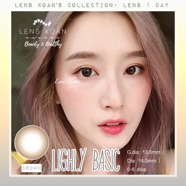 LENS 1 NGÀY LIGHLY BASIC BROWN- LENS TOWN ( LENS XOẮN)