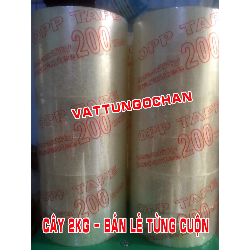 Băng keo trong/đục 4.8F 200Y - 2kg/cây (Bán lẻ cuộn)