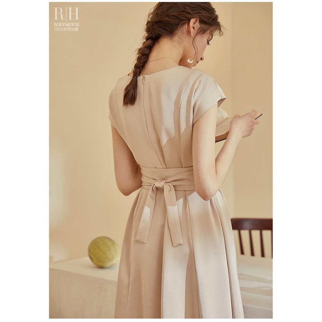 Đầm phi xòe cổ tim siêu đẹp tay ngắn kèm đai eo