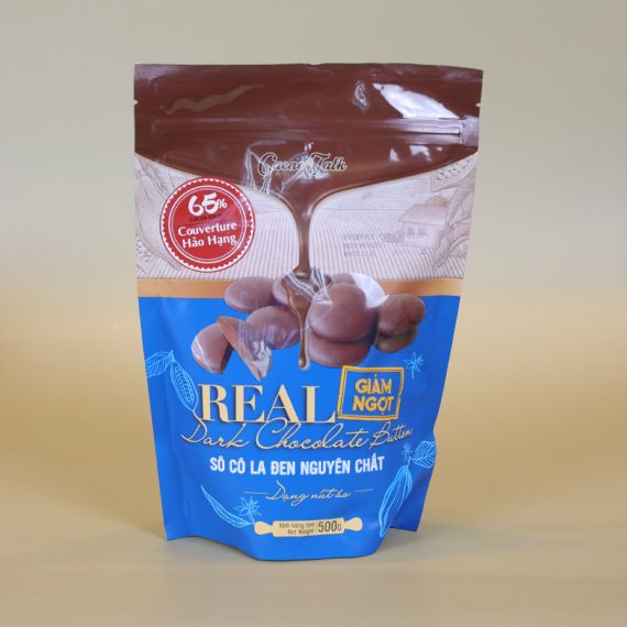 Socola đen nguyên chất dạng nút áo 65% – cacao talk (500g) - dùng trang trí bánh , đồ uống hoặc thưởng thức trực tiếp