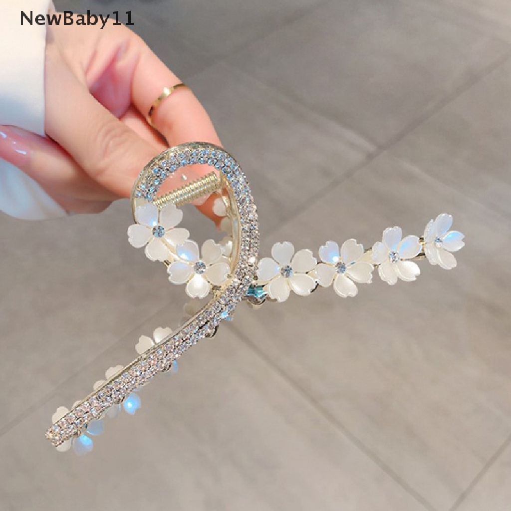 Newbaby Kẹp Tóc Hình Hoa Đính Đá Lớn Bằng Kim Loại Màu Vàng Cho Nữ