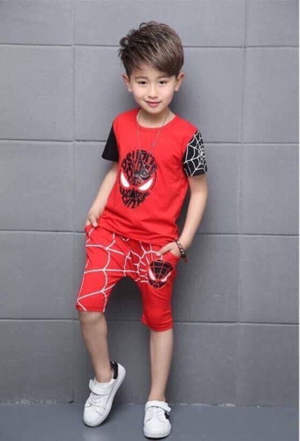 Set bộ nhện mặt nạ màu đỏ cho bé trai