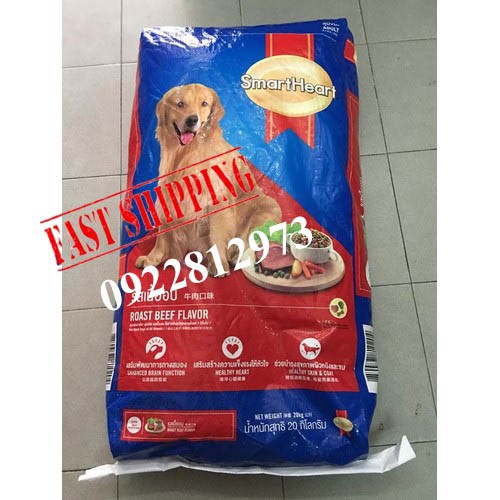 Thức ăn chó Trưởng Thành SmartHeart vị Bò nướng - Bao xá 20Kg