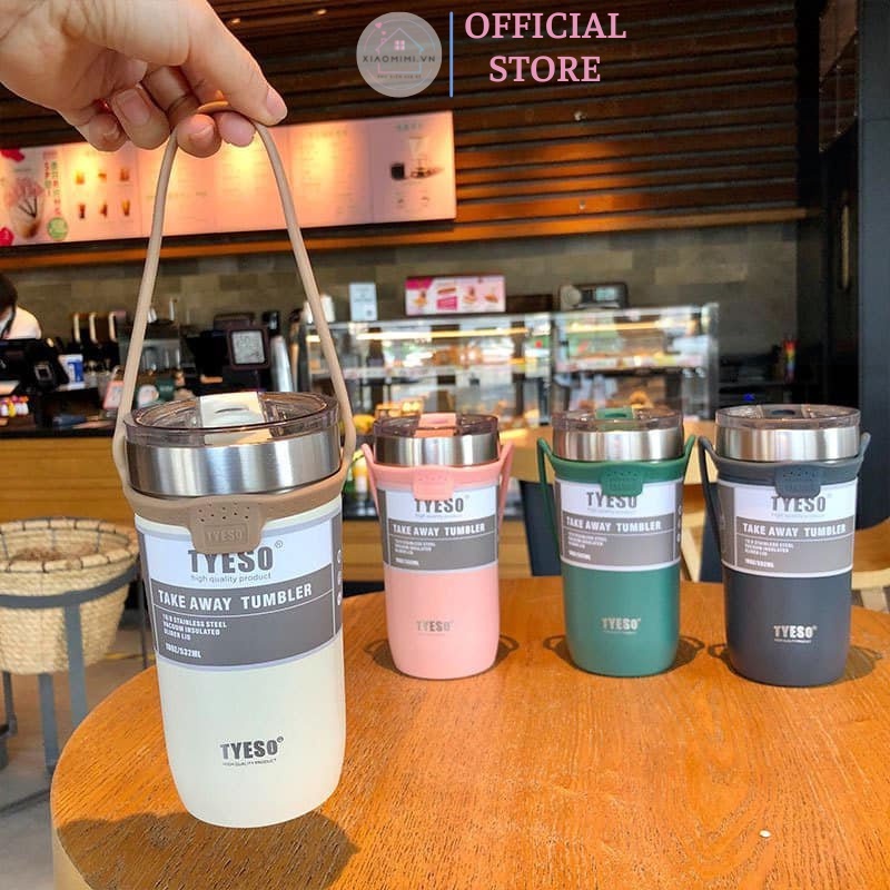 Bình nước giữ nhiệt ly uống nước Tu. mi thể tích 710 ml giữ nhiệt 6-8h có quai silicon xách tiện lợi Xiaomimi D2.0109.HO