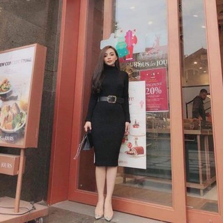 Váy len body cổ 3cm