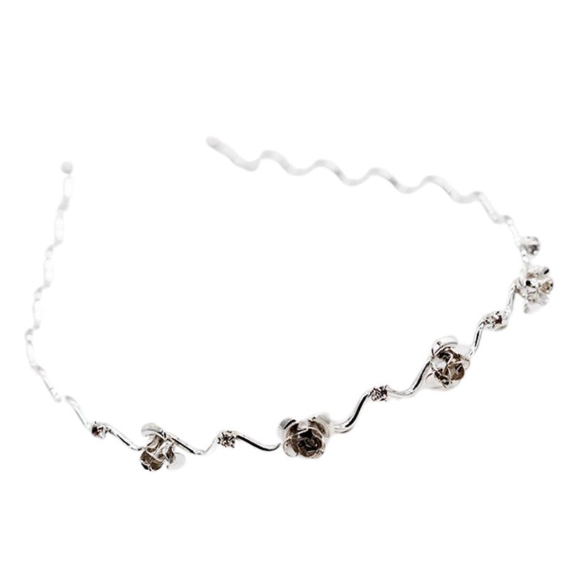 Băng Đô Cài Tóc Hai Lớp Bằng Kim Loại Đính Đá Hình Hoa &amp; Bướm Cho Nữ