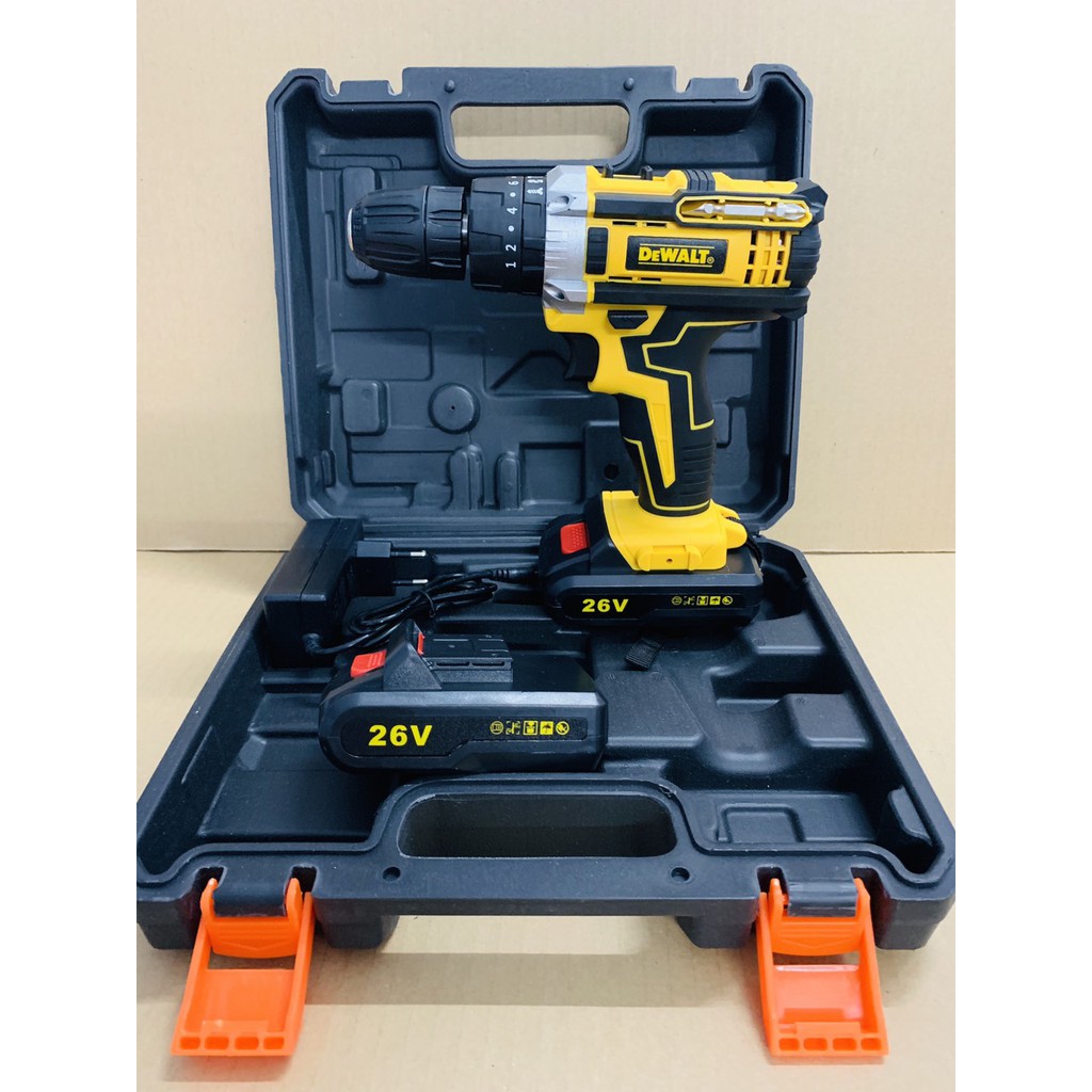 MÁY KHOAN DEWALT 26V 3 CHỨC NĂNG LÕI ĐỒNG , MÁY BẮN VÍT 26V TẶNG KÈM 27 PHỤ KIỆN , MÁY BẮN VÍT 26V