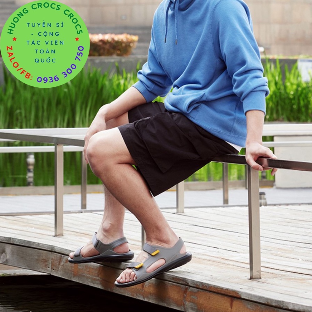 DÉP SANDAL CROCS SWIFTWATER WAVE EXPEDITION CHO NAM MÀU GHI CHUẨN XỊN FULL BOX