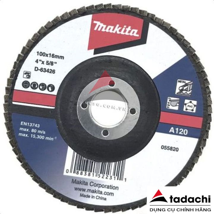 Đĩa nhám xếp 100x16mm độ hạt A120 Makita D-63426 | Tadachi