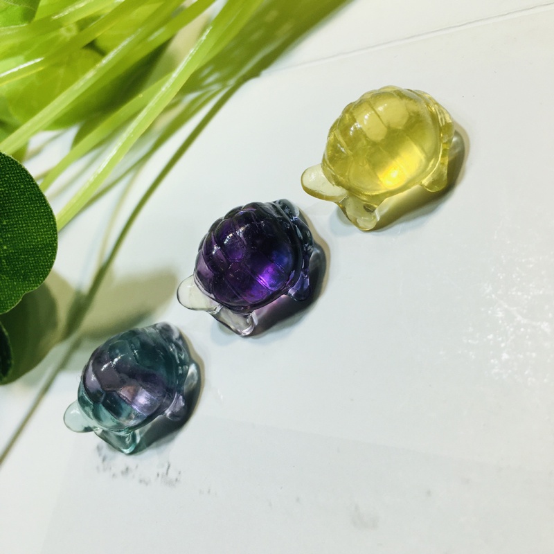 Tượng Rùa Pha Lê Fluorite Nhỏ Màu Sắc Tự Nhiên Chất Lượng Cao Trang Trí Sưu Tầm Giao Hàng Ngẫu Nhiên