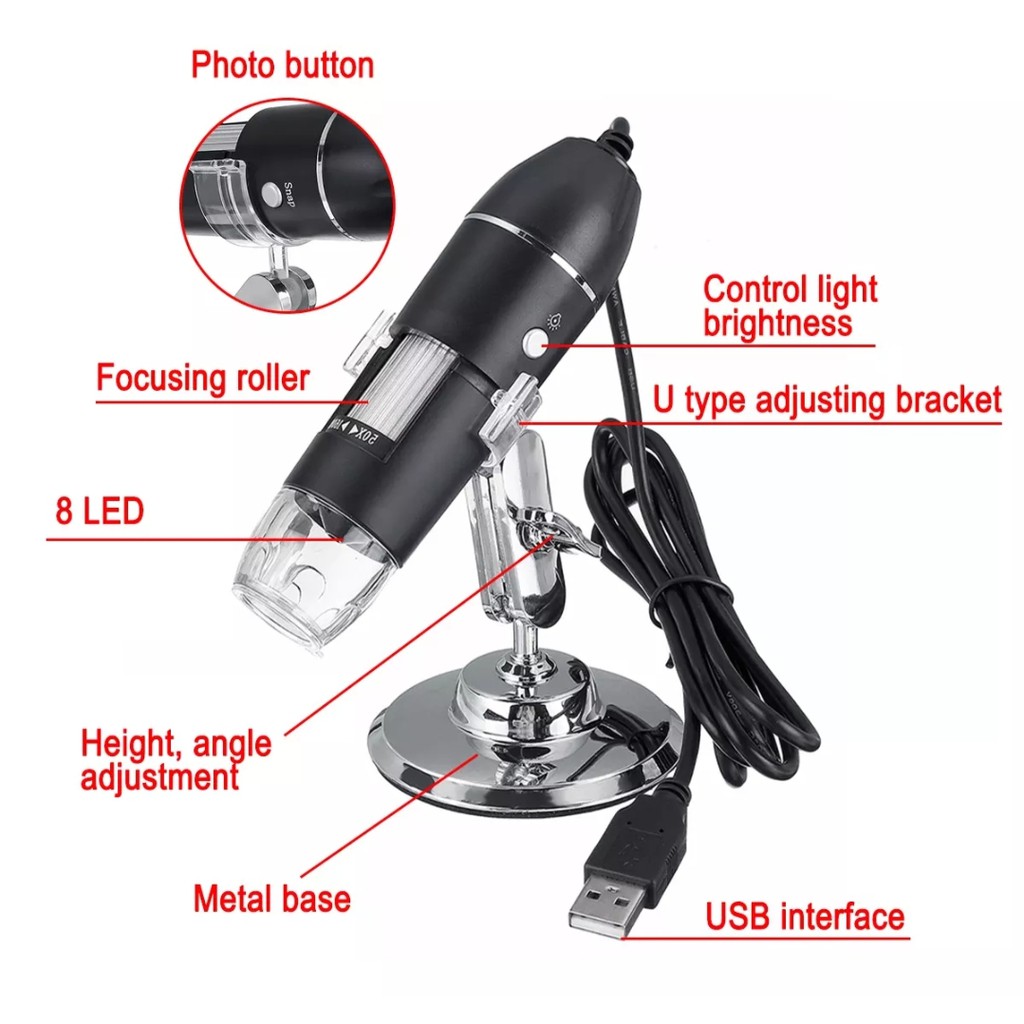 Kính hiển vi điện tử kết nối điện thoại và máy tính phóng đại 1600X Digital Microscope USB connect