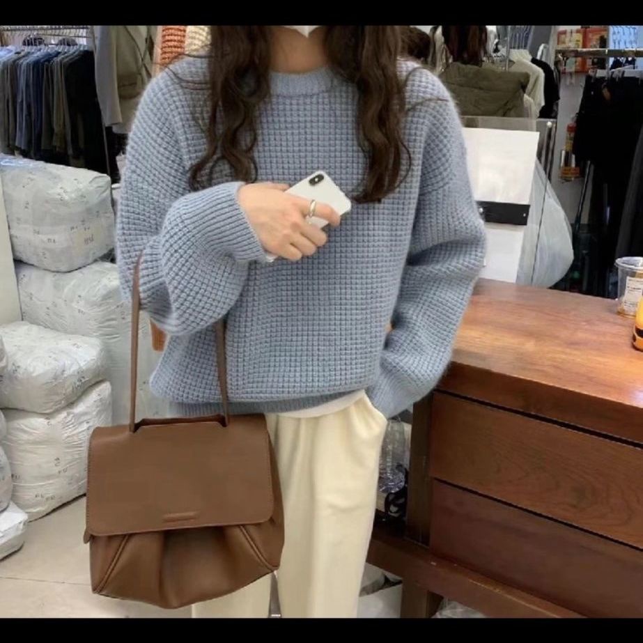 Áo len nữ dài tay cổ tròn thời trang Hàn