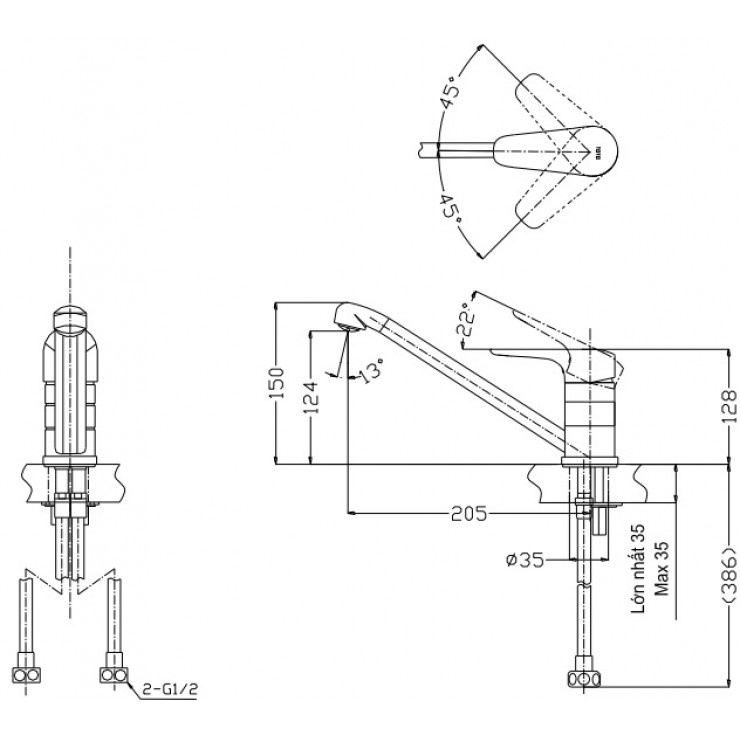 Vòi Rửa Chén TOTO TTKC301FV Nóng Lạnh