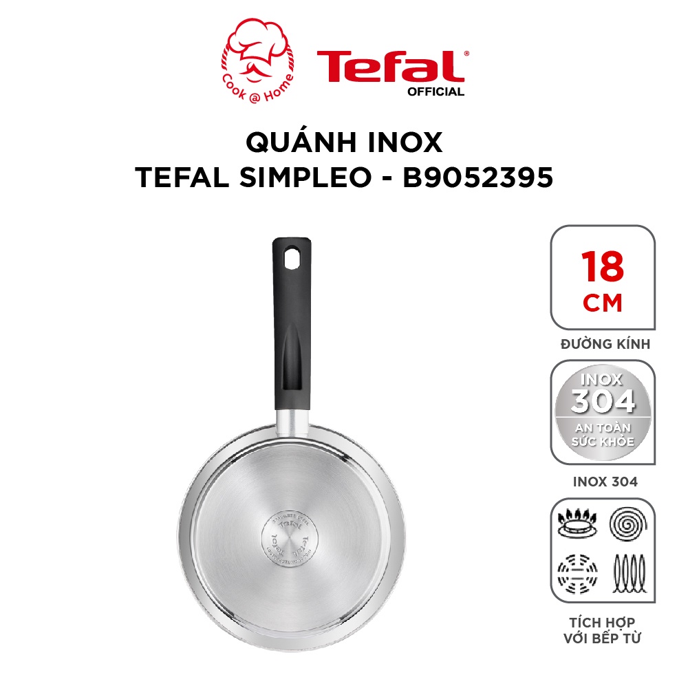 [Mã BMBAU50 giảm 7% đơn 150K] Nồi cán dài/ quánh inox Tefal Simpleo 18cm - B9052395