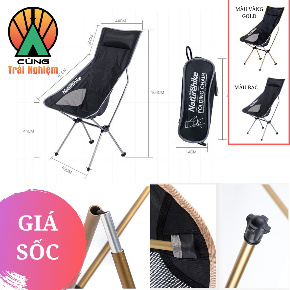 [CHÍNH HÃNG] Ghế Dã Ngoại Câu Cá Du Lịch Picnic Gấp Gọn Cầm tay Siêu Nhẹ NatureHike NH17Y010-L