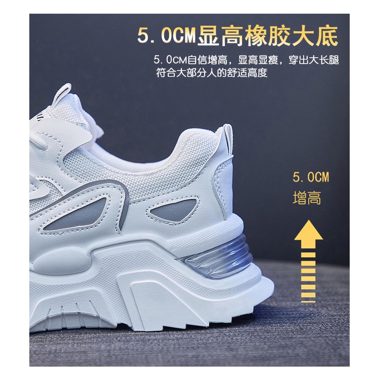 Giày nữ đế cao màu trắng êm chân năng động thể thao mẫu mới 2024 GUMI giá rẻ