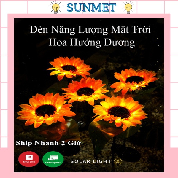 【HOT 】Đèn LED Năng Lượng Mặt Trời Hình Hoa Hướng Dương Chống Thấm Nước Trang Trí Sân Vườn, Công Viên, Chậu Hoa-SUNMET