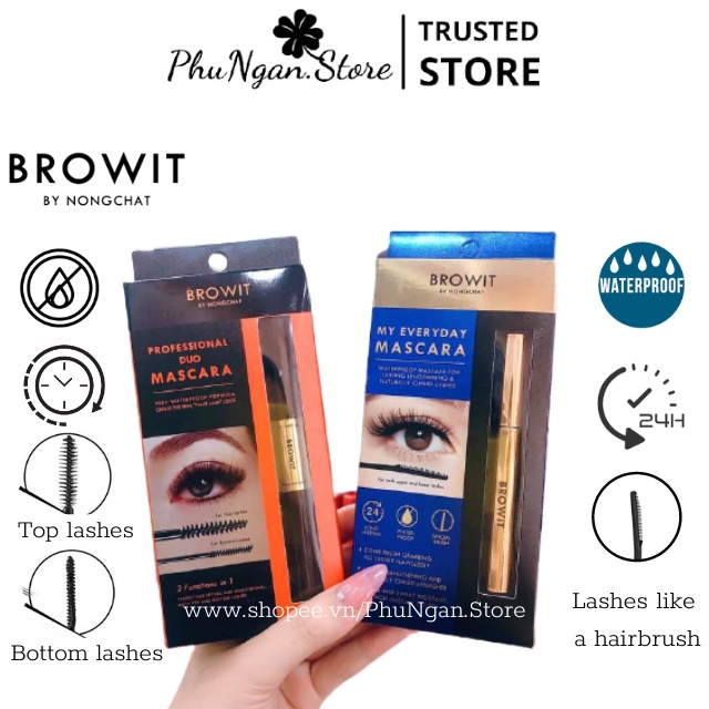 (Sẵn 3 loại-1 đầu, 2 đầu)Chuốt mi Mascara Nongchat hãng BROWIT Thái Lan (2in1 Universal, Professional Dou, My Everyday)