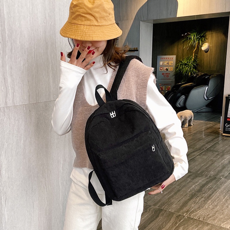 Ba Lô Nhung Kẻ Đa Năng Kích Cỡ Lớn Kiểu Dáng Thoải Mái