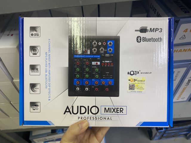 Mixer AQTA AXF-4 tích hợp Bluetooth mini hát karaoke hoặc live stream