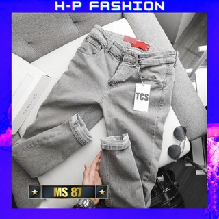 Quần jean nam trơn thời trang Hpfashion, Quần bò nam trơn vải jean co giãn mềm mịn, form cực chuẩn - QJNTCS87