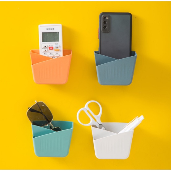 Hộp treo sạc 2 Ngăn, Kệ đỡ điện thoại đa năng, Khay để remote, tiết kiệm không gian nhà cửa gọn gàng-HTSac-2Ngan