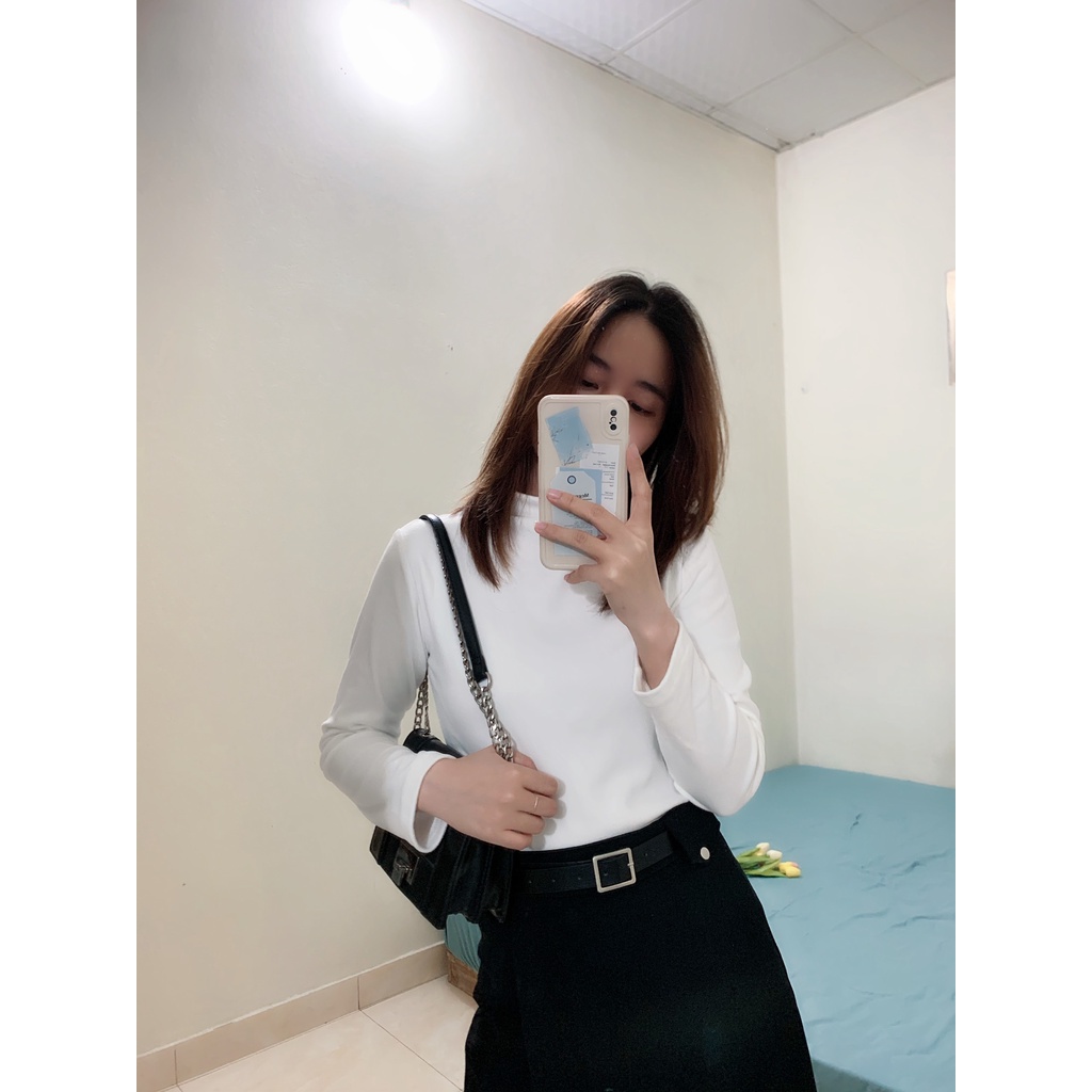 Áo thun dài tay cao cổ có lớp lót lông phong cách hàn quốc, co giãn 4 chiều | BigBuy360 - bigbuy360.vn