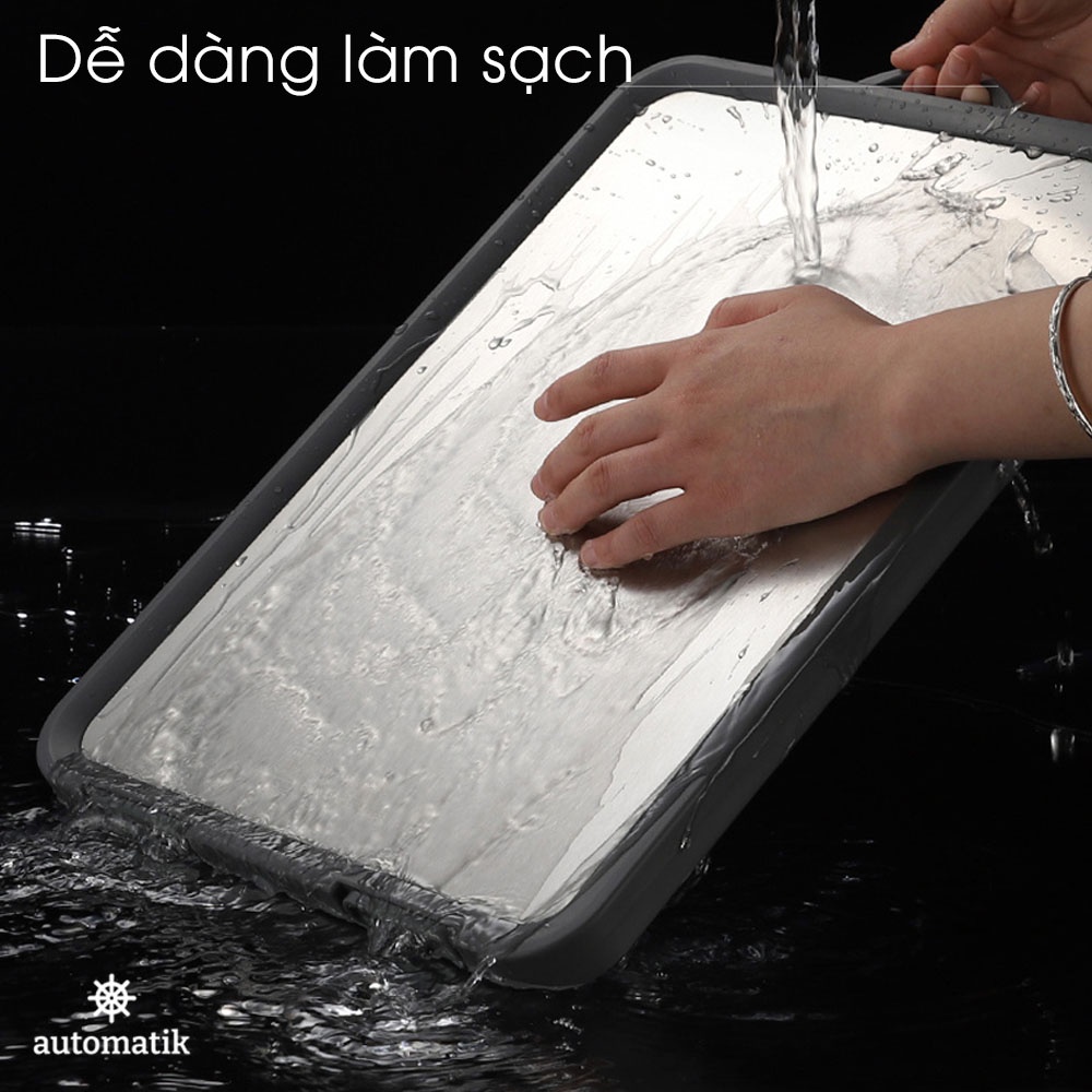 Thớt Kháng Khuẩn, Thớt Inox 304 Vuông Đa Năng Cao Cấp 2 Mặt Chặt Thịt, Cắt Trái Cây, Decor - Automatik