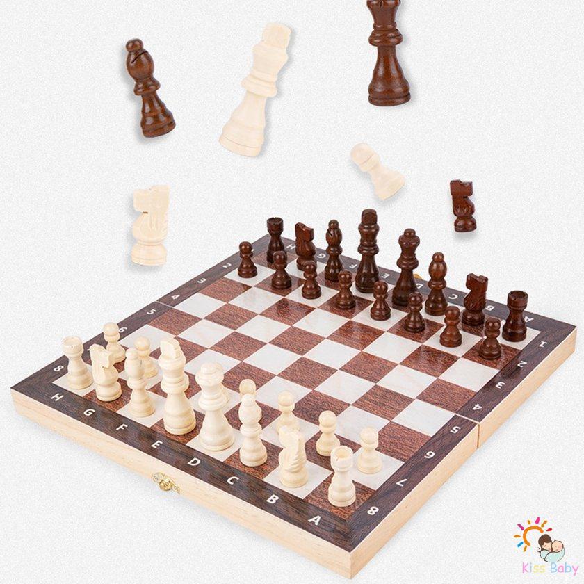 Bàn cờ vua bằng gỗ sang trọng gọn nhẹ 29x29cm - Đồ chơi thông minh cho bé