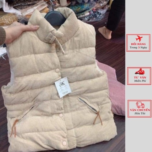 Áo gile phao nhung nữ công sở ulzzang Hàn Quốc màu nâu be hồng mùa thu đông