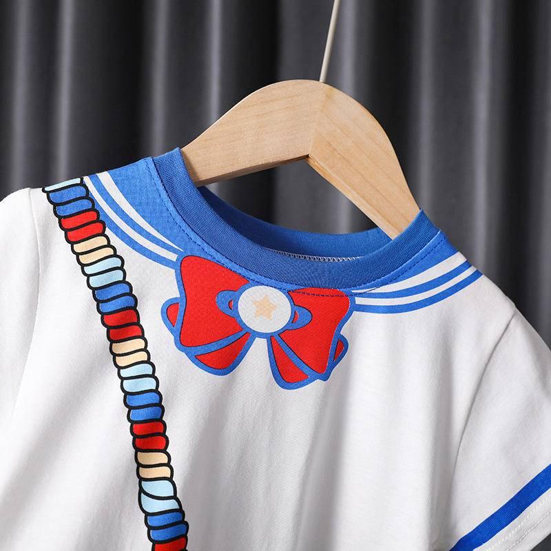 Đầm công chúa giả hai mảnh phong cách mùa hè Nhật Bản dễ thương chất liệu cotton dành cho bé gái
