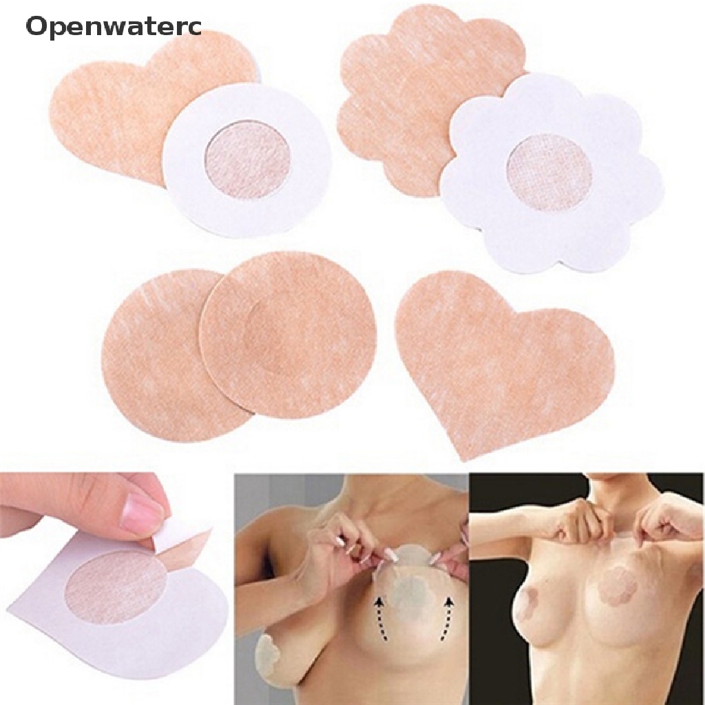 Set 10 miếng dán nhũ hoa hình tròn họa tiết trái tim
