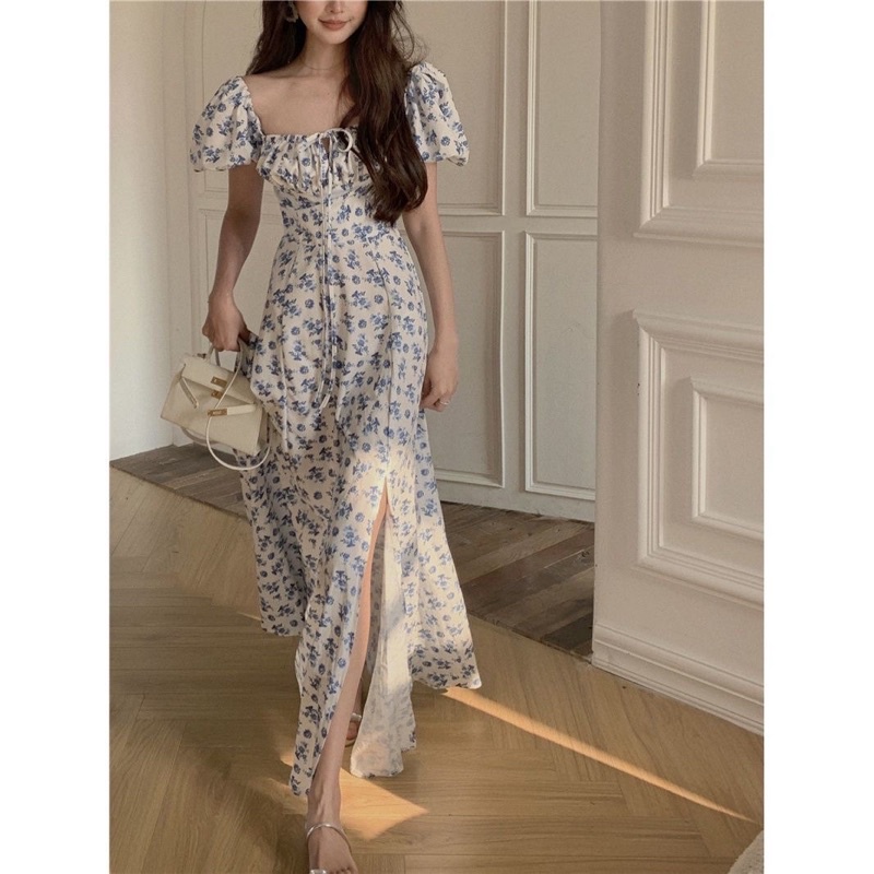 Váy hoa dài xẻ tà xinh xắn hàng l1
