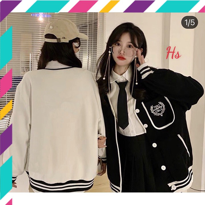 Áo Cardigan Nữ Chạy Viền CBLU, Áo Khoác Nỉ Nữ Cúc Cài Phối Màu In Hình 2 Màu G052