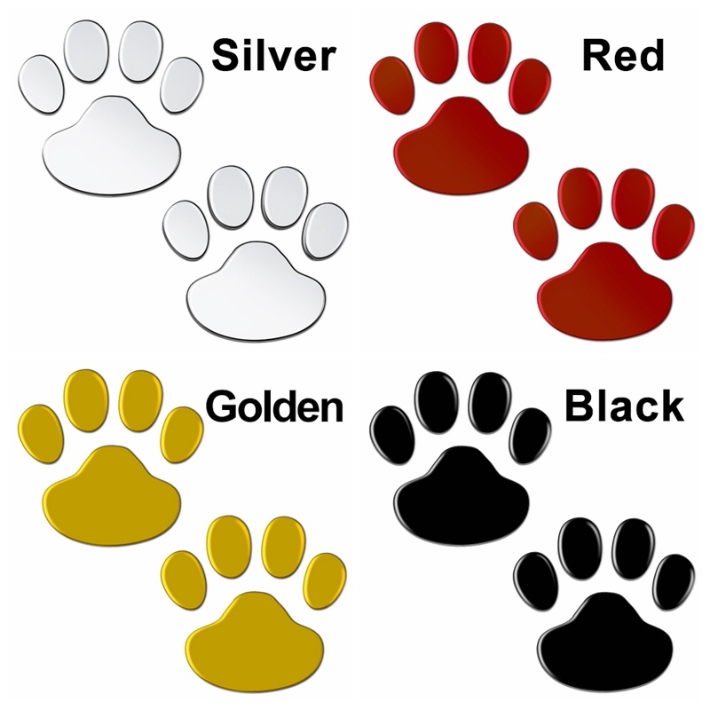 Set 2 miếng dán hình dấu chân thú cưng 3D trang trí xe hơi