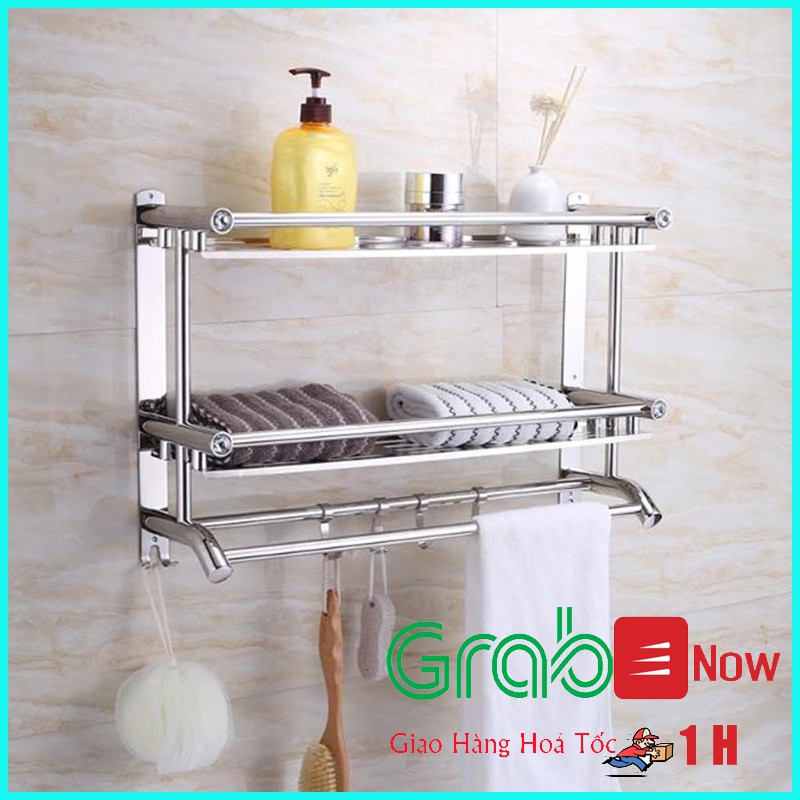 Giá Inox 3 Tầng Để Đồ Phòng Tắm-Kệ Để gia vị-có thể lắp đặt dán tường hoặc khoan tường cho bạn lựa chọn