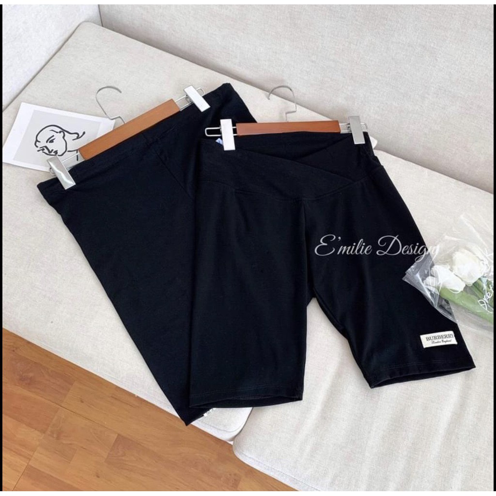 Quần Legging Bầu Dáng Ngố Trên Gối, Quần Bầu Trekking Biker Short Cạp Chéo Co Giãn 4 Chiều HX4607 Honey Mommy