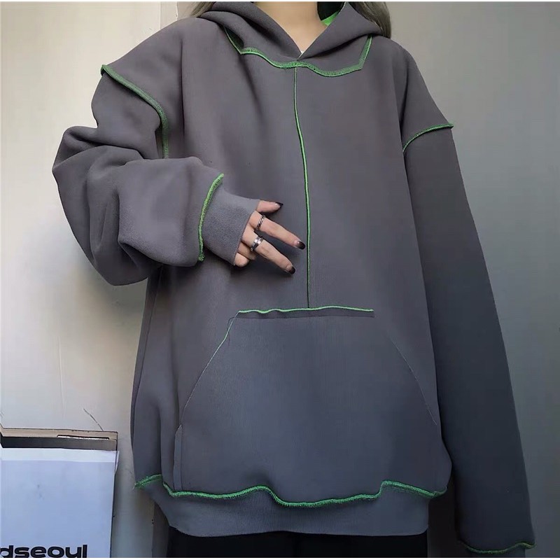 Áo hoodie chỉ nổi phối 2 màu độc đáo cho cả nam và nữ [Hàng order] (ảnh thật ở hình cuối) 2